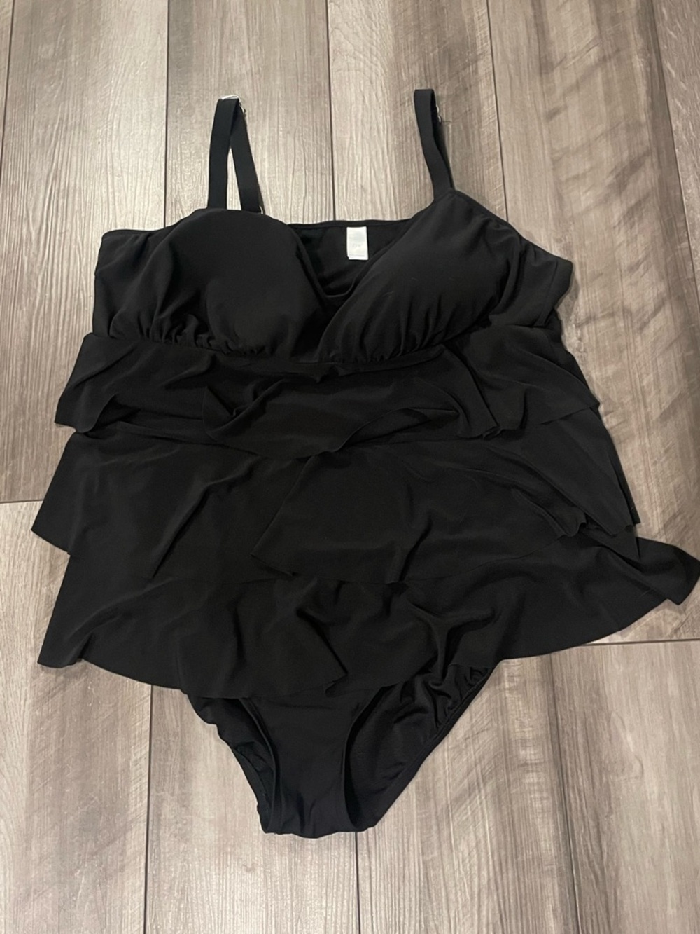 Black Tiered Ruffle One-Piece Swimsuit Women - Size 22